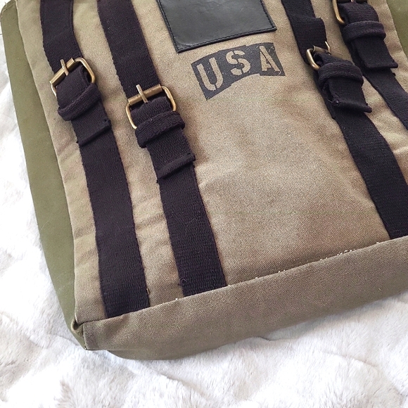RARE🦄Mona B USA Straps & Buckles Canvas Tote-Canvas/Military Tents/Truck Tarps - Picture 2 of 14